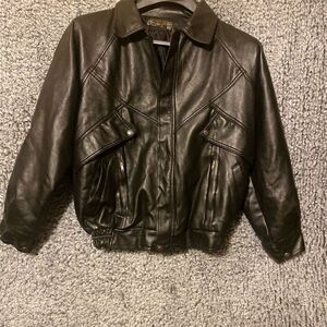 Vintage Russian Leather Military Jacket Brown Cold War Era Original